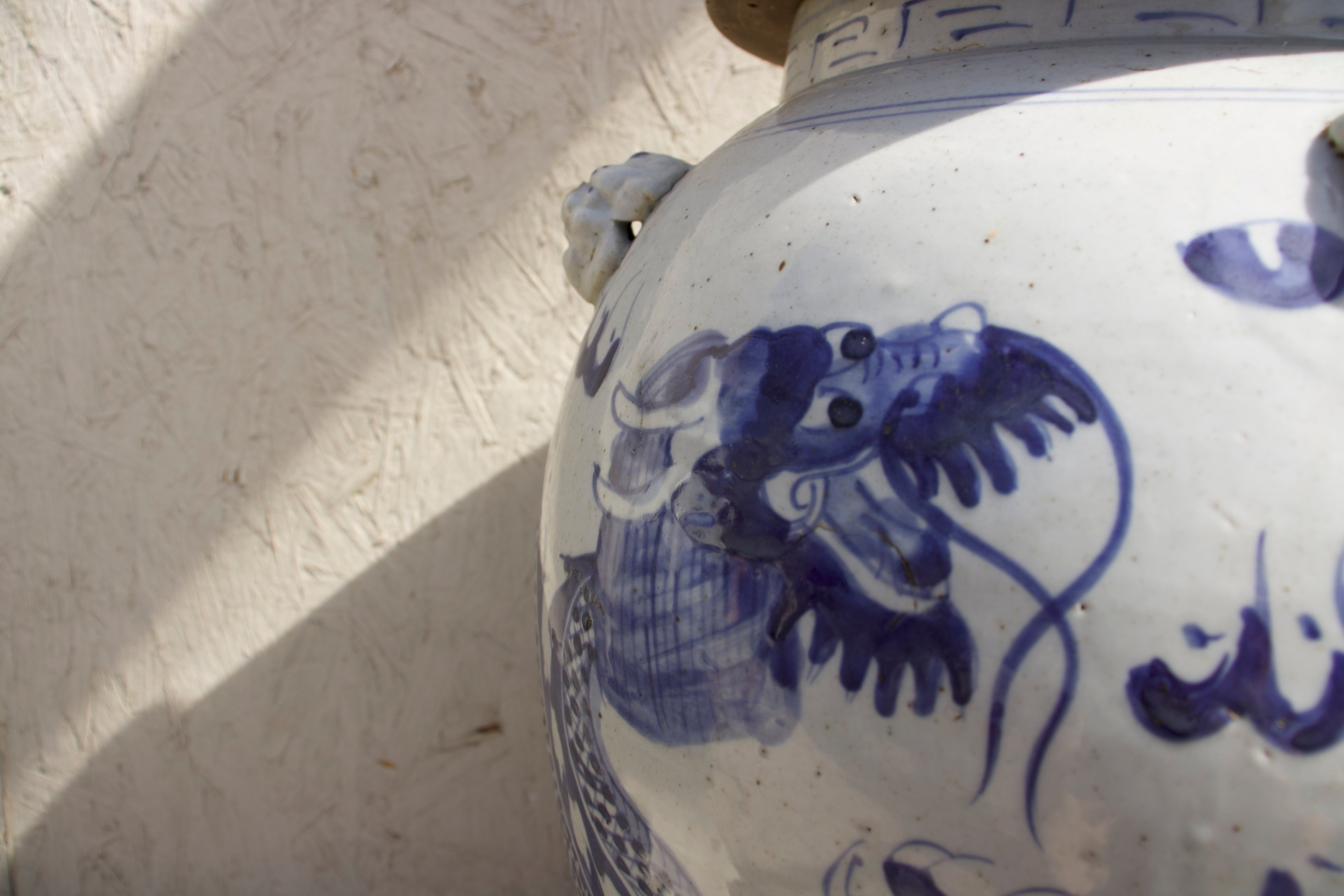 Dekselvaas met draakdecor Large